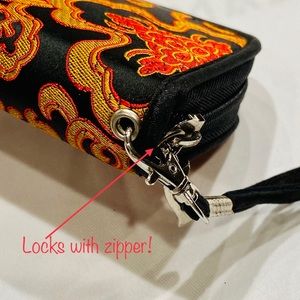 🏮WRISTLET Chinoiserie Zipper Wallet Handmade Brocade🐯🐅